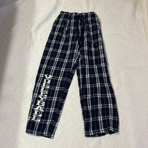 Volleyball plaid pajama pants navy and white, Women's Medium